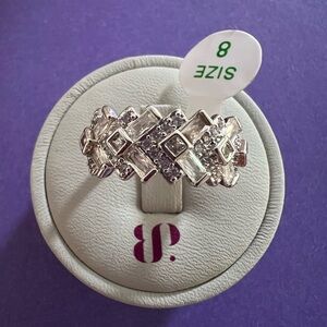 Bomb Party Ring - Soft Reflections- Rhodium Plating - Size 8